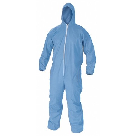 A65 Zipper Front Flame-Resistant Hooded Coveralls, Elastic Wrist and Ankles, X-Large, Blue, 25/Case