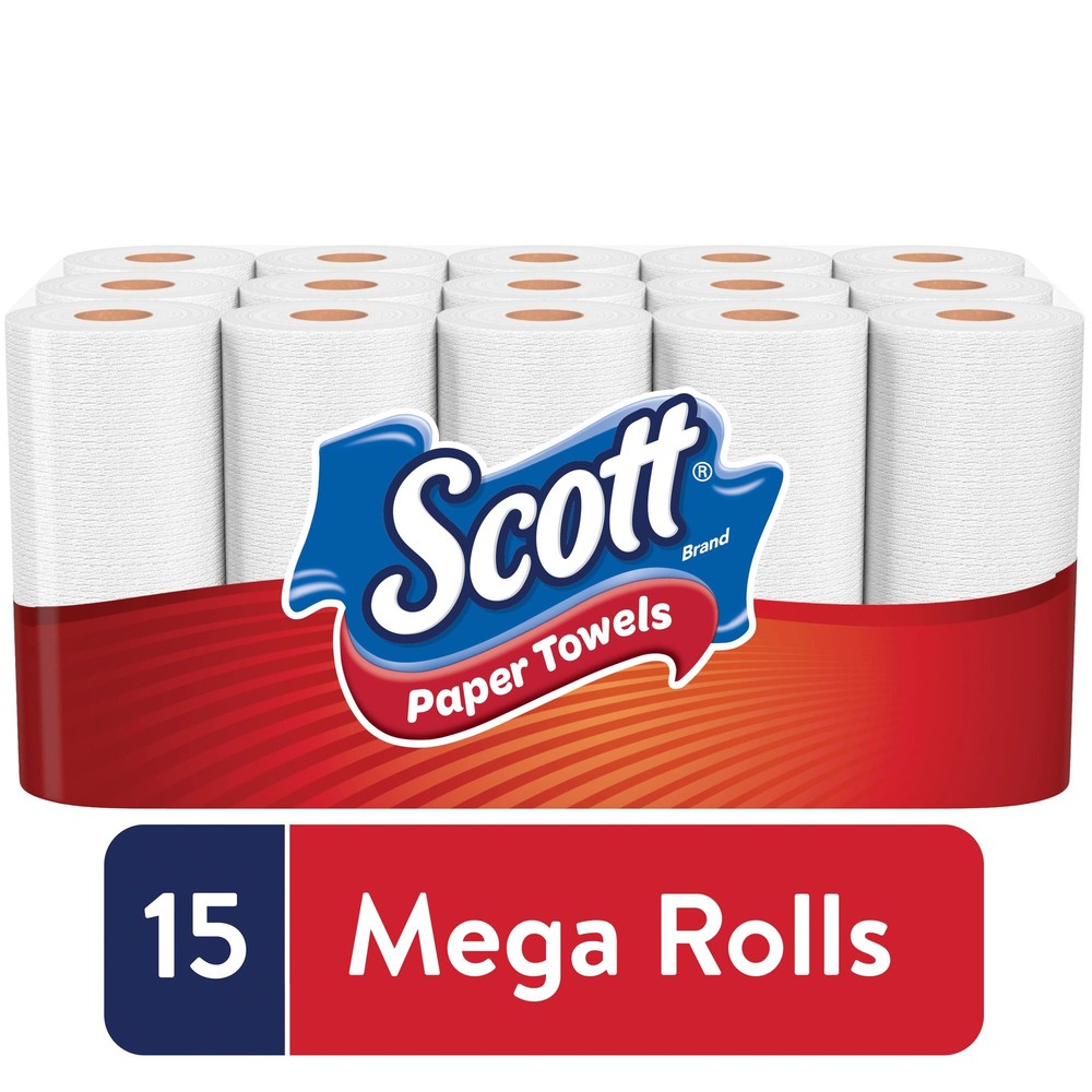 Choose-A-Size Mega Roll Paper Towels, 1-Ply, White, 102/Roll, 15 Roll/Pack