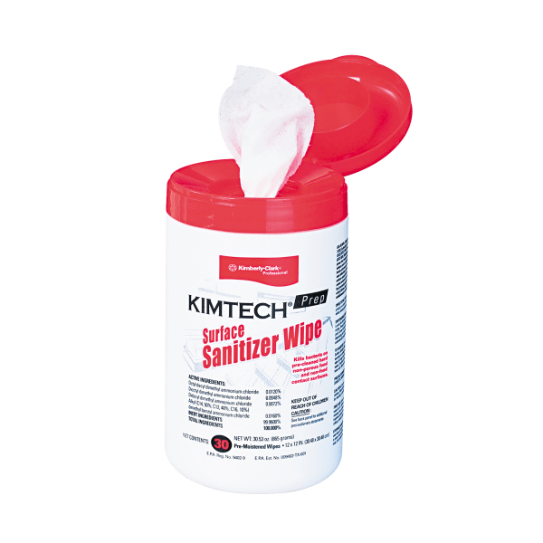 Surface Sanitizer Wipe, 12 x 12, White, 30/Canister