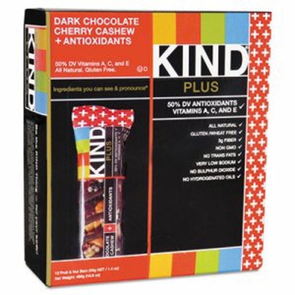 Plus Nutrition Boost Bar, Dk ChocolateCherryCashew/Antioxidants, 1.4 oz, 12/Box
