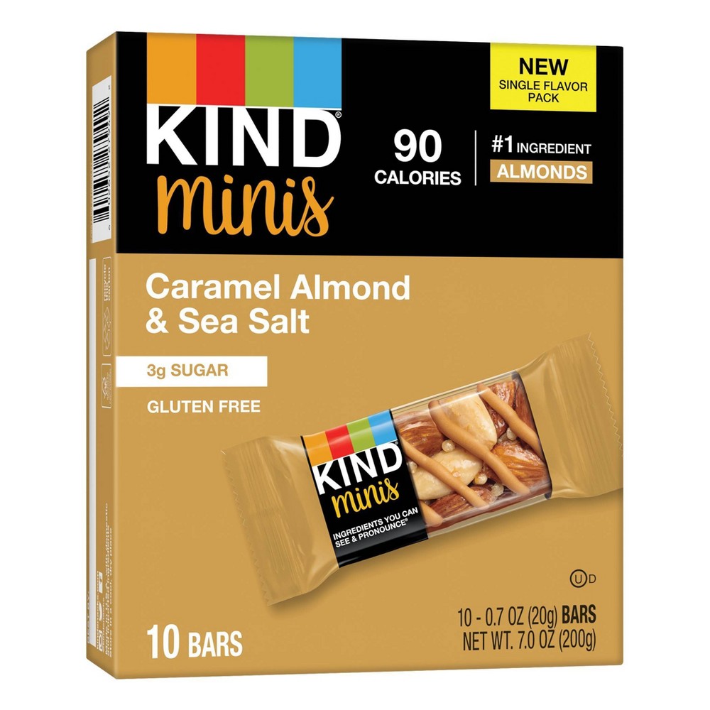 Minis, Caramel Almond Nuts/Sea Salt, 0.7 oz, 10/Pack
