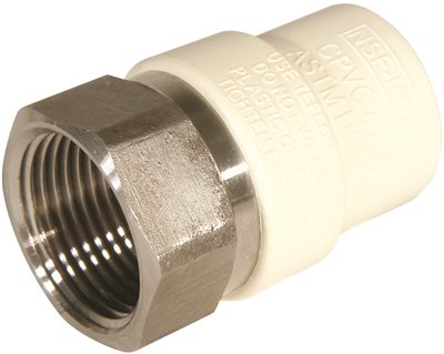 KING BROTHERS PLATINUMXCELL� CPVC TRANSITION ADAPTER,  1/2 IN. CPVC CTS X 1/2 IN. STAINLESS STEEL FPT, LEAD FREE