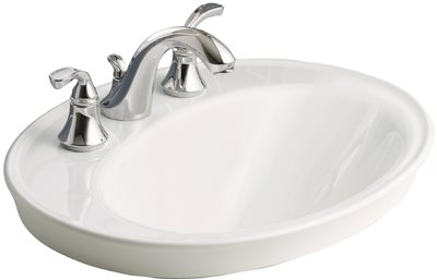 KOHLER SERIF� DROP-IN BATHROOM SINK WITH 8 IN. WIDESPREAD FAUCET HOLES, WHITE