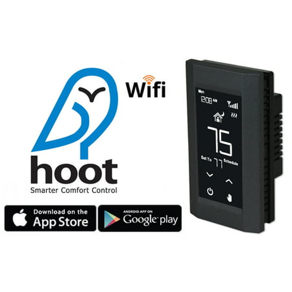 King Electric Hoot WiFi Line Voltage Smart Programmable Thermostat, 120/208/240V, Single Pole, Black