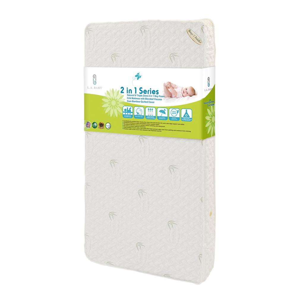 Natural IV 2-in-1 Dual Sided Soy Foam Crib Mattress with Bamboo Viscose Top Layer on Waterproof Cover