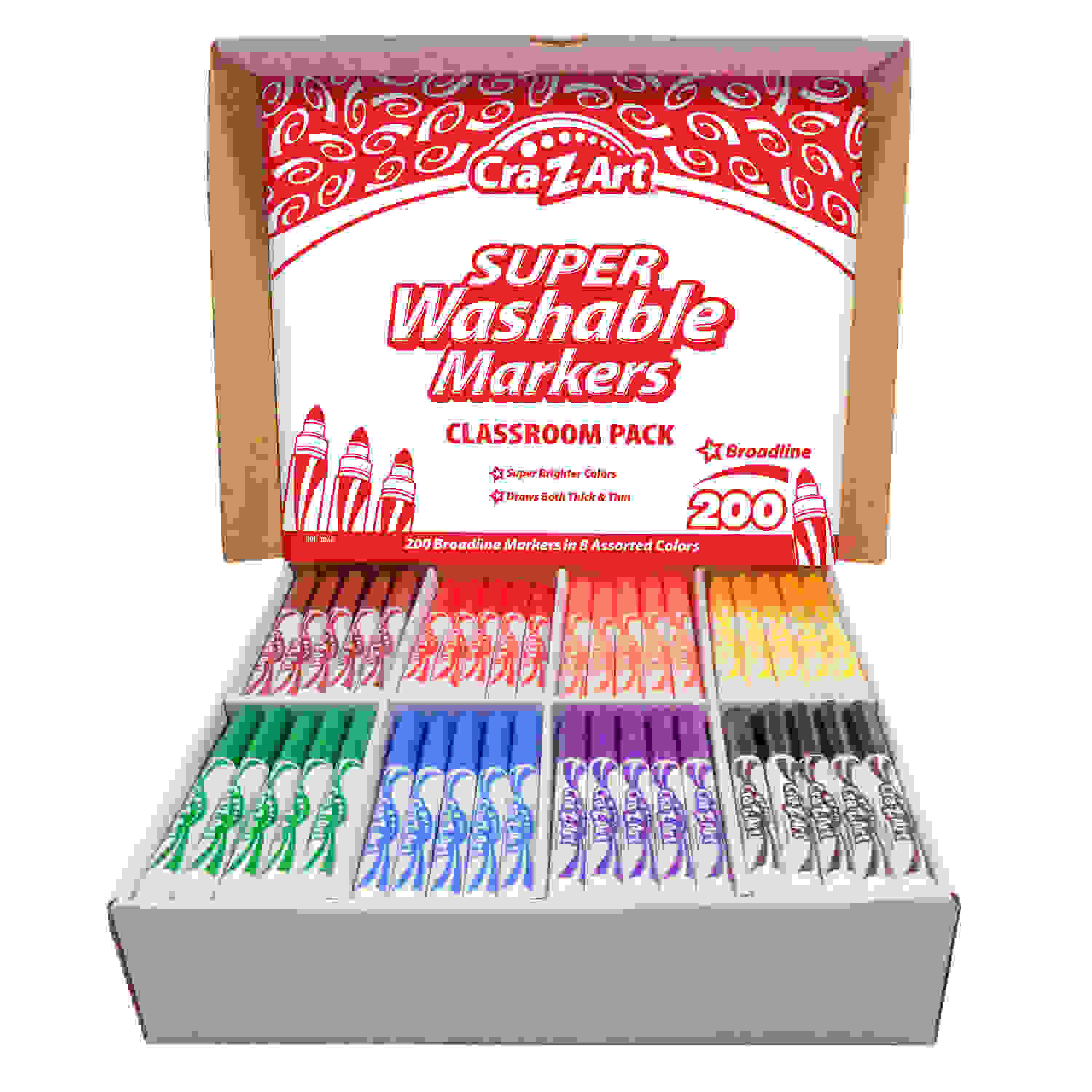 Washable Marker Classroom Pack, Broadline, 8 Color, Pack of 200