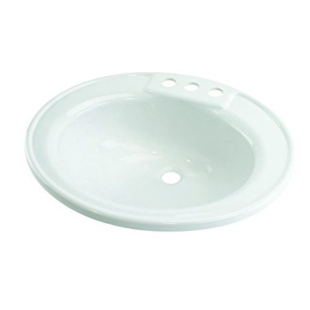 17In X 20In Oval Lavatory Sink; 3 Faucet Holes - White