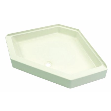 34IN X 34IN NEO ANGLE SHOWER PAN; CENTER DRAIN; 5IN APRON - PARCHMENT