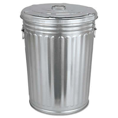 Pre-Galvanized Trash Can With Lid, Round, Steel, 20gal, Gray