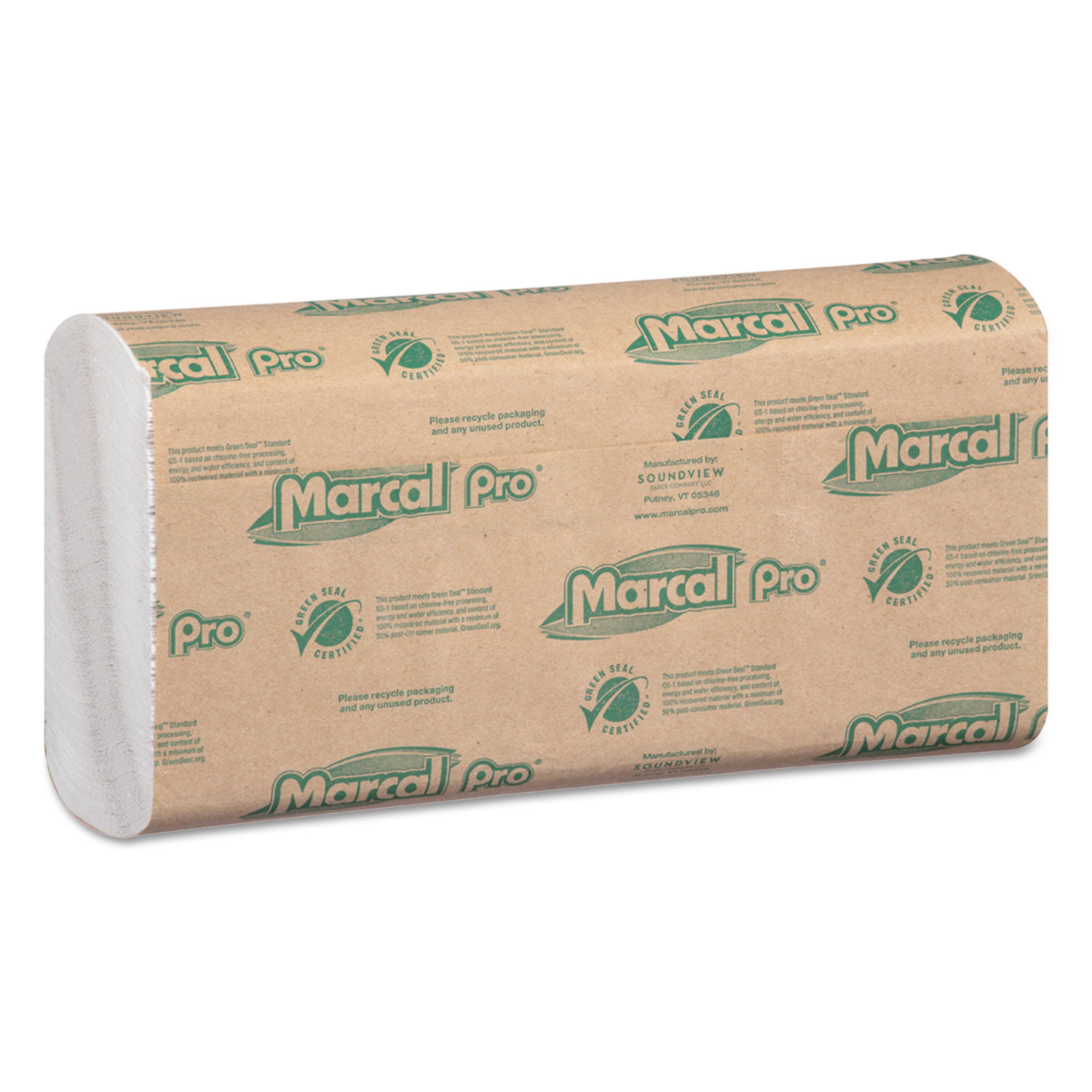 100% Recycled Folded Paper Towels, 10 1/2x12 3/4,C-Fold, White,150/Pk, 16 Pks/Ct