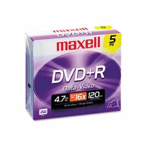 DVD+R Discs, 4.7GB, 16x, w/Jewel Cases, Silver, 5/Pack