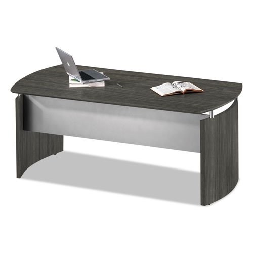 Medina Series Laminate Curved Desk Base, 72w x 36d x 29 1/2h, Gray Steel