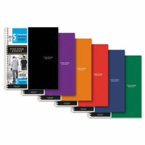 Wirebound 5-Subject Notebook, College Rule, 11 x 8 1/2, 200 Sheets, Assorted