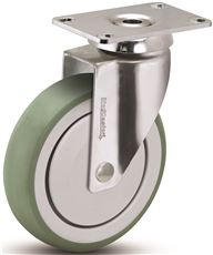 MEDCASTER� ANTIMICROBIAL SWIVEL CASTER WITH 220-POUND CAPACITY AND EXPANDING ADAPTER STEM, 5 IN., STAINLESS STEEL