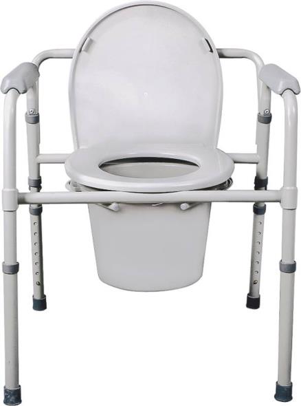 Medline MDS89664FR Non-Electric Waterless 3-In-1 Commode Beside Toilet Round Bowl, Floor Mounting, Anodized Steel