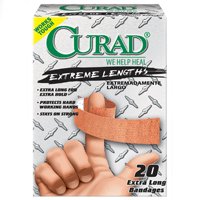 Curad CUR01101 Latex Free Sterile Adhesive Bandage, 20 Extra Long, 3/4 in W x 4-3/4 in L, Fabric, Brown