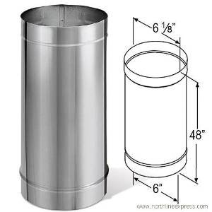6" x 48" DuraBlack Welded Stainless Steel Stovepipe - 6DBK-48SS