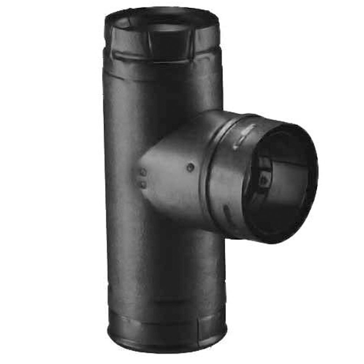 3" PelletVent Pro Black Single Tee With Clean-Out Cap - 3PVP-TB1