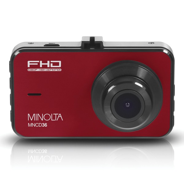 Minolta MNCD36-R MNCD36 1080p Full HD Dash Camera with 3-Inch LCD Screen (Red)