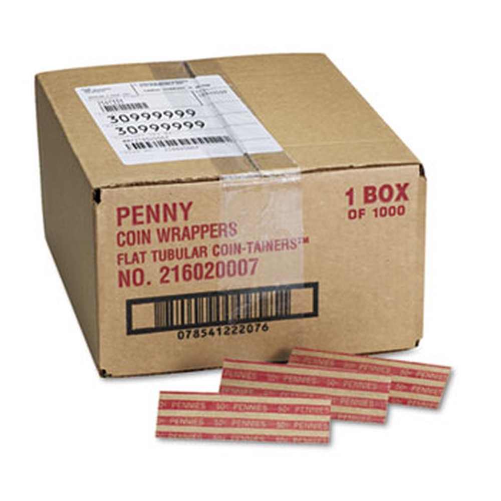 Flat Coin Wrappers, Pennies, $.50, 1000 Wrappers/Box
