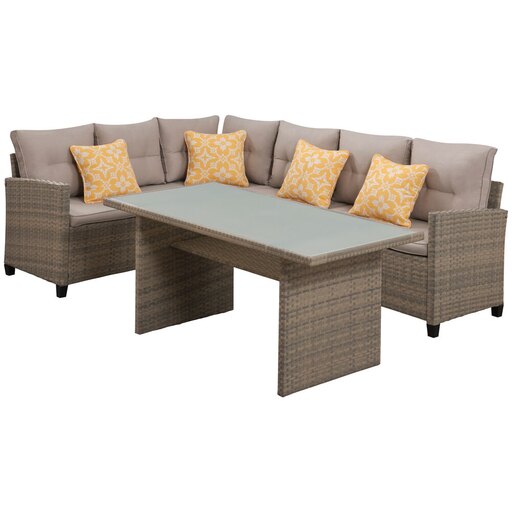 Amelia 3pc Set: Sectional Deep Seating Set with Chow Table