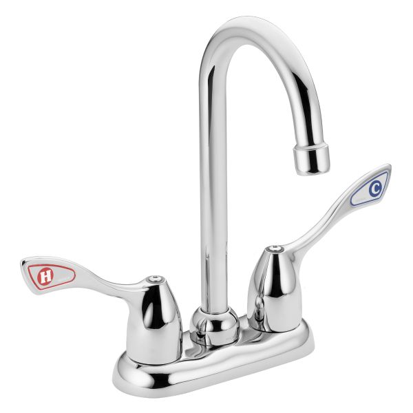 MOEN CENTERSET FAUCET WITH BLADE HANDLES, CHROME, 1.2 GPM, LEAD FREE