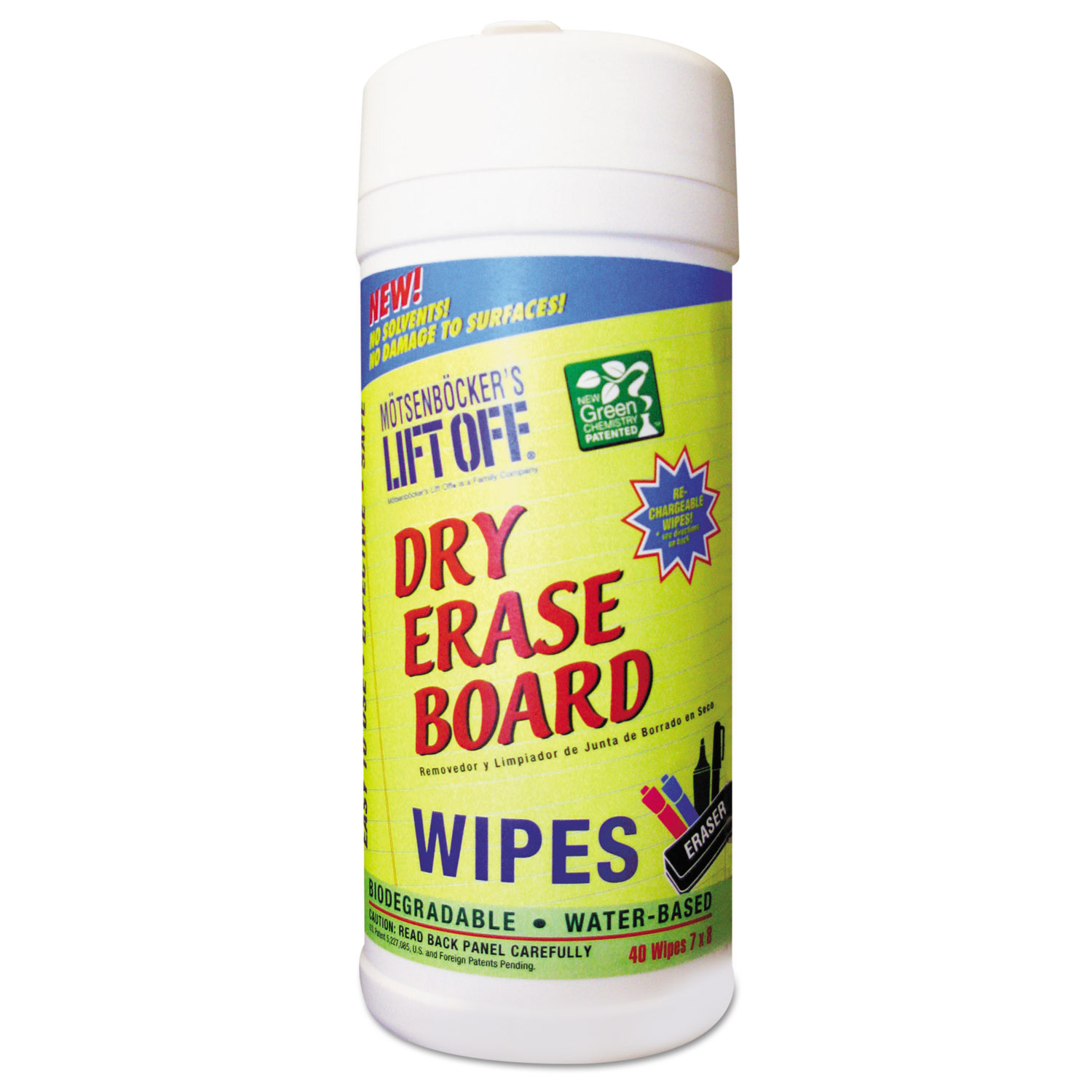 Dry Erase Cleaner Wipes, Cloth, 7 x 12, 30/Canister, 6 Canisters/Carton