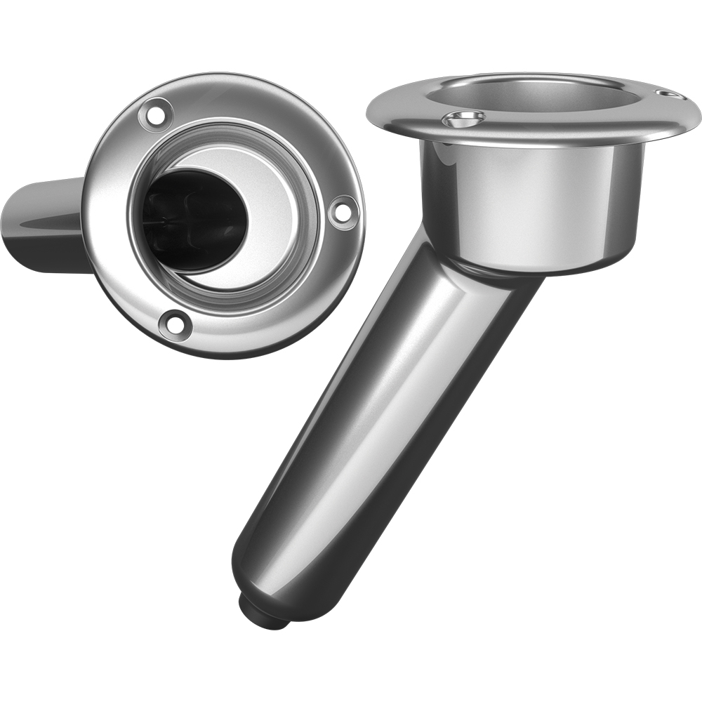Mate Series Stainless Steel 30° Rod & Cup Holder - Drain - Round Top