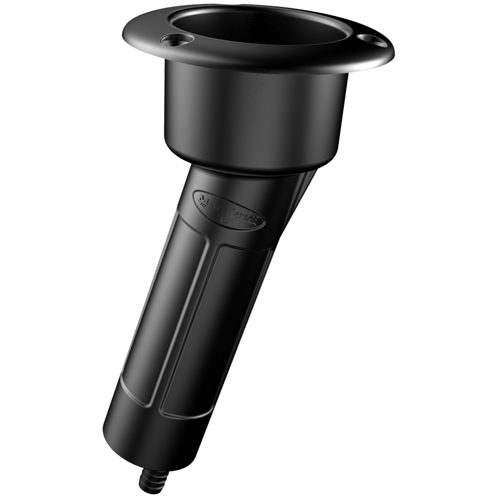 Mate Series Plastic 15° Rod & Cup Holder - Drain - Round Top - Black