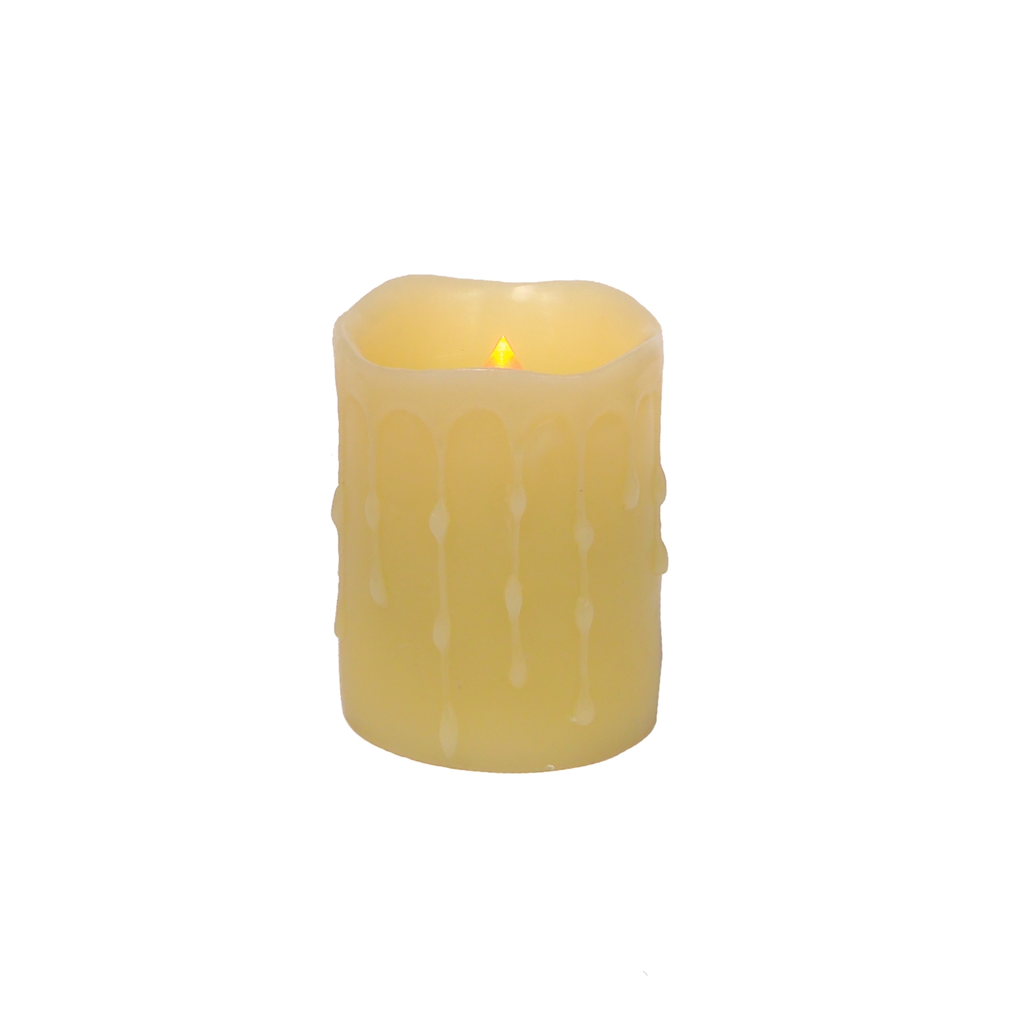 LED Wax Dripping Pillar Candle (Set of 4) 3"Dx4"H Wax/Plastic - 2 C Batteries Not Incld.