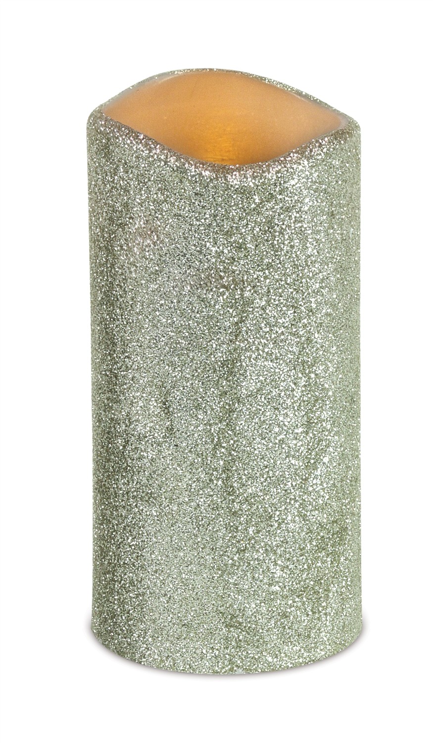 LED Melted Glitter Candle (Set of 2) 3"Dx6"H Wax/Plastic - 2C Batteries not Incld