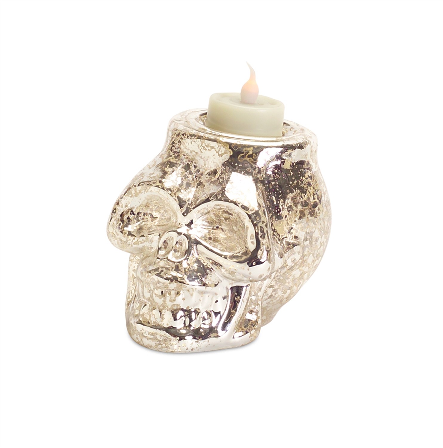 Skull Tea Light Holder (Set of 6) 4.75"H Glass