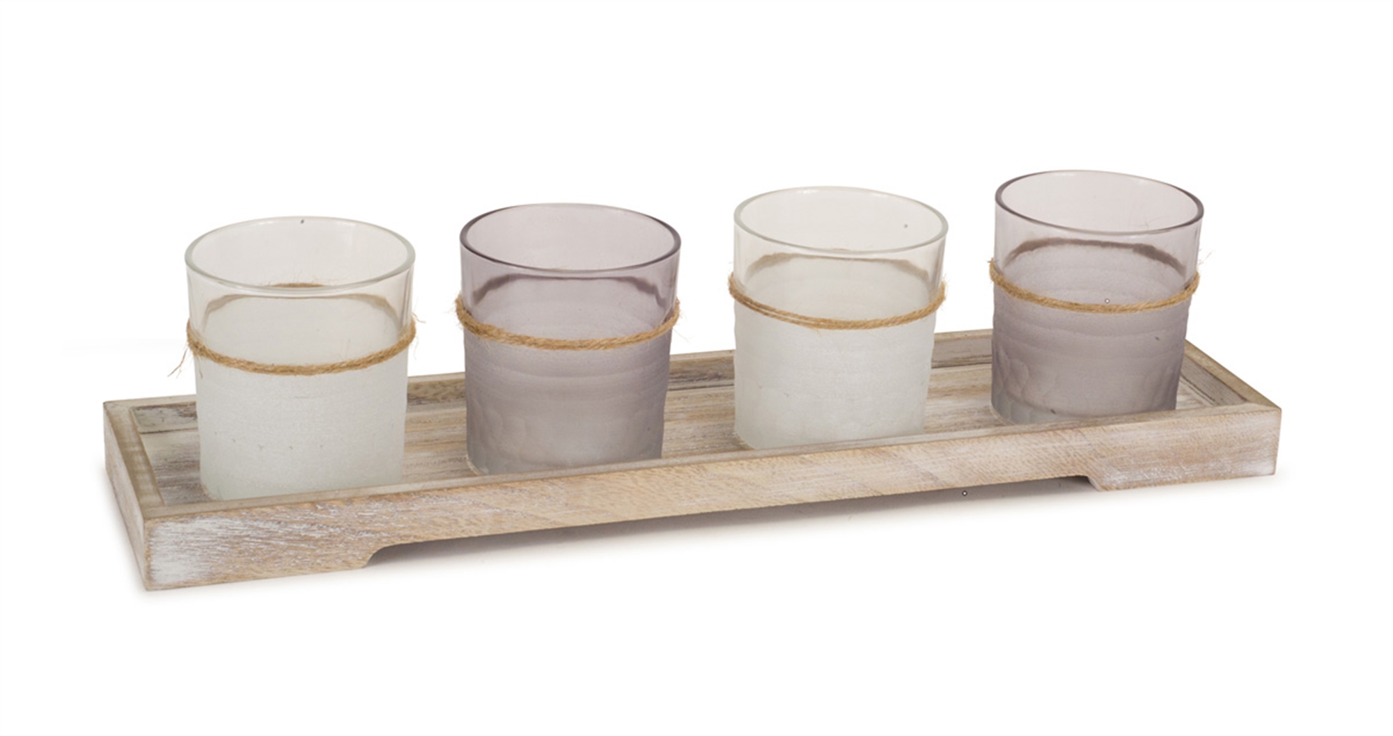 Candle Garden (Set of 2 ) 3.25"H Glass, includes Tray 15"L Wood