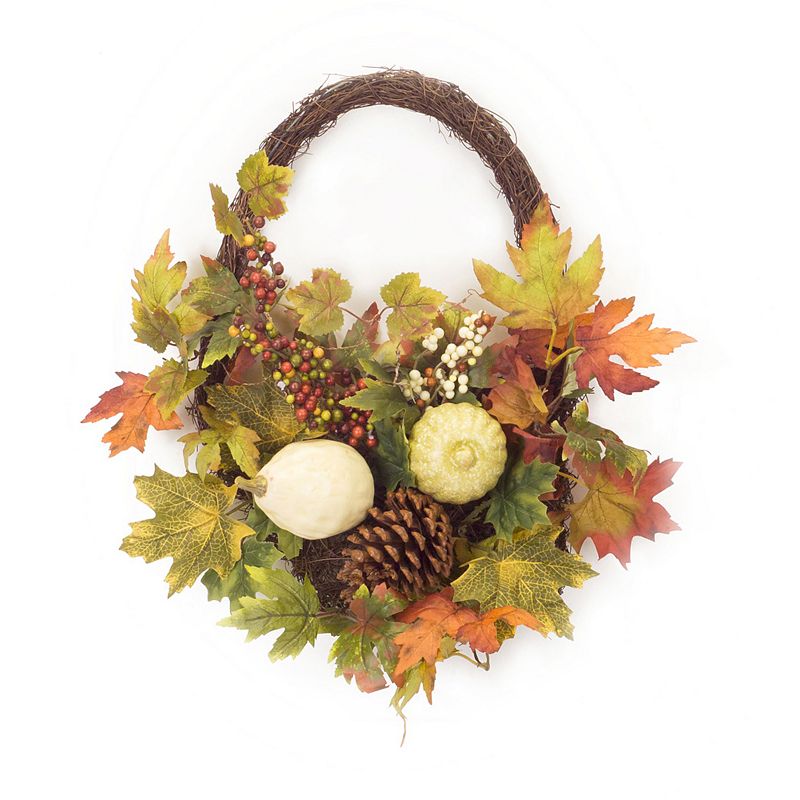 Pumpkin/Gourd/Fall Leaf Basket (Set of 2) 16"L x 17.25"H Polyester