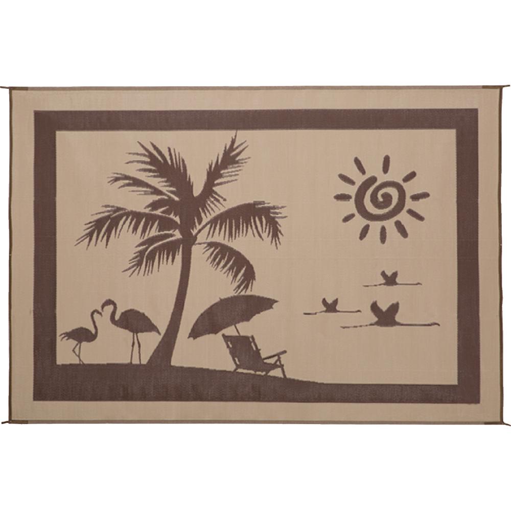 BEACH PARADISE MAT, BROWN/BEIGE, 8' X 11' WITH CARRYING BAG