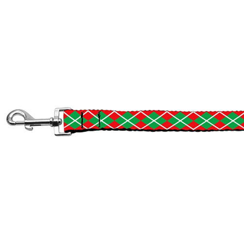 Christmas Argyle Nylon Dog Leash 5/8 inch wide 4ft Long