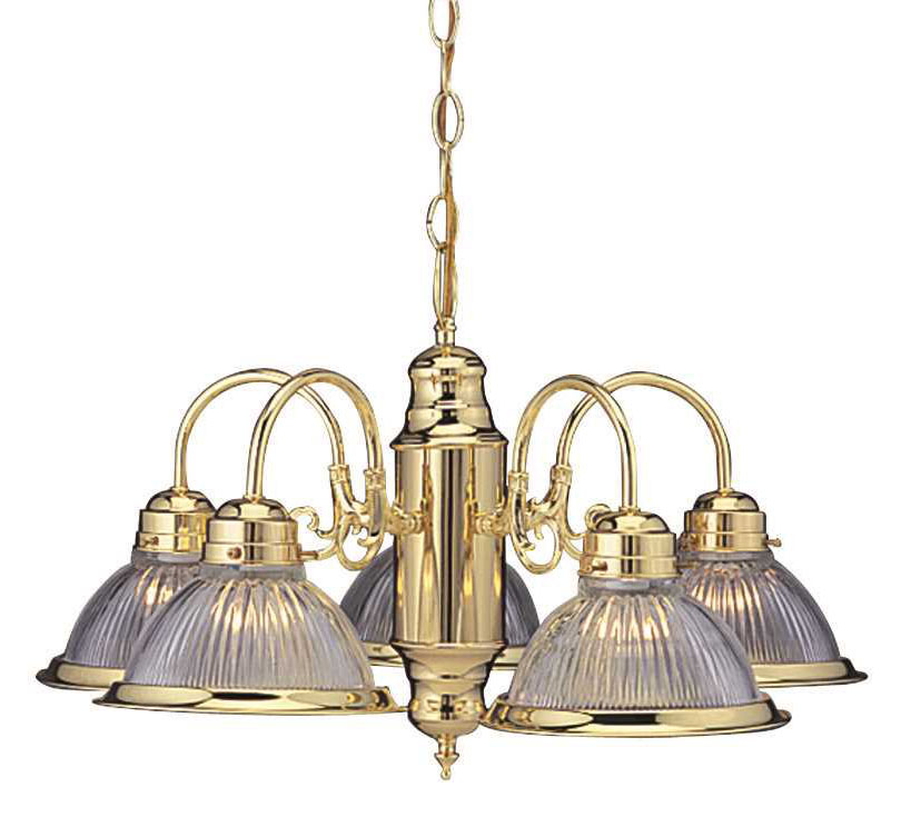 24" Traditional 5 Lights Chandelier Ceiling Fixture, Medium Bulb Base, Polished Brass