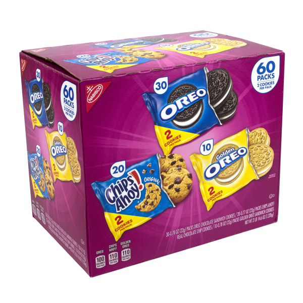 Cookie Variety Pack, Assorted Flavors, 0.77 oz Pack, 60 Packs/Box, 