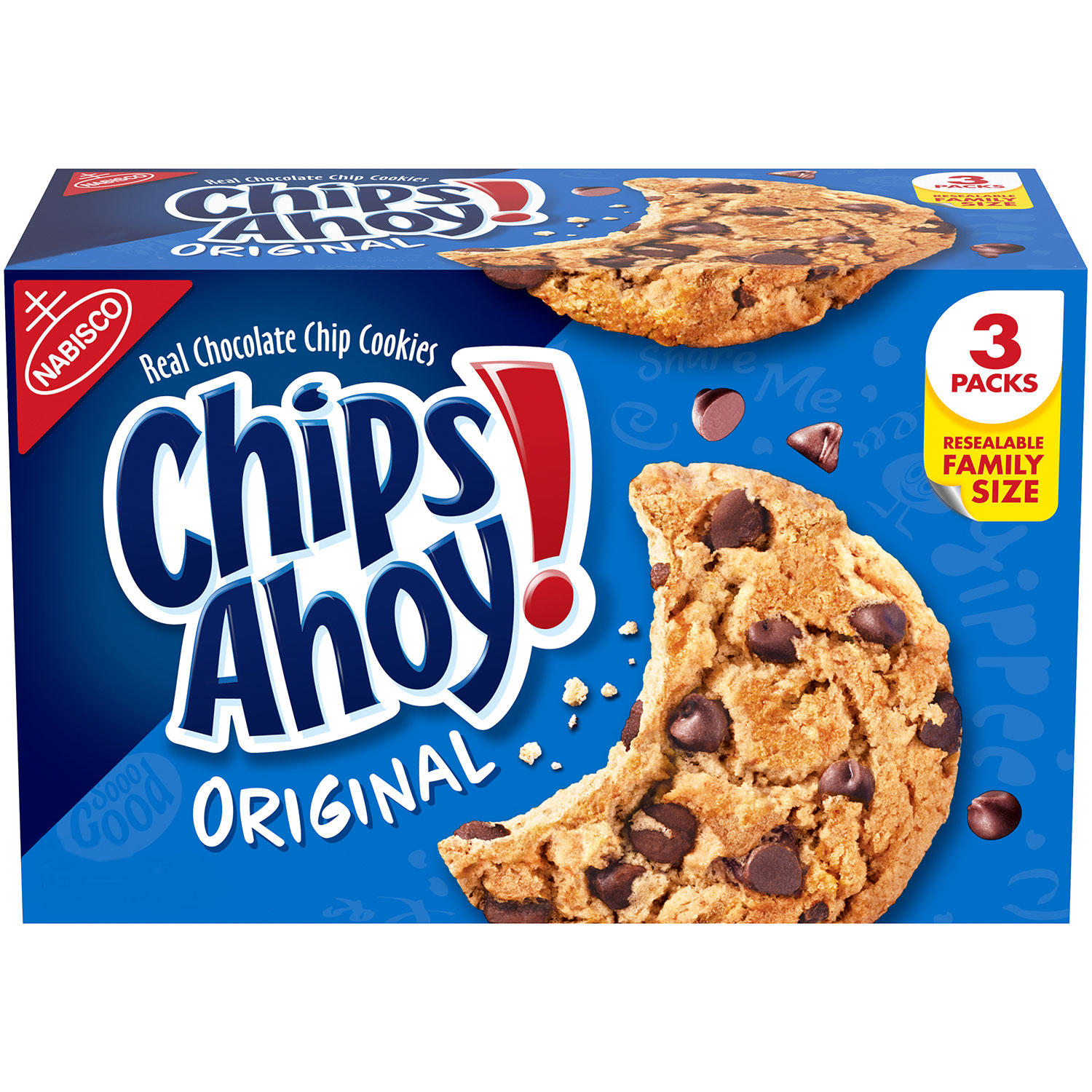 Chips Ahoy Chocolate Chip Cookies, 3 Resealable Bags, 3 lb 6.6 oz Box, Delivered in 1-4 Business Days