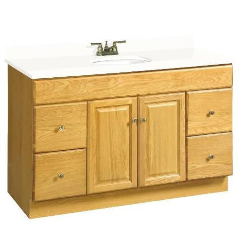  48" x 21" Claremont Bathroom Vanity Cabinet, Ready To Assemble, 2 Door, 4 Drawer, Honey Oak