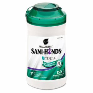 Hands Instant Sanitizing Wipes with Tencel, 5"w x 6"l, White, 150/Canister