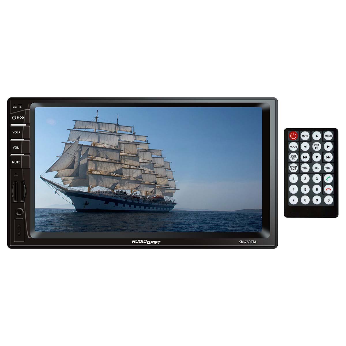 AudioDrift 7Gǥ DD MECHLESS Fixed Face Touchscreen Receiver with BT MirrorLink and Remote