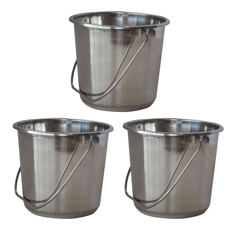 AmeriHome Small Stainless Steel Bucket Set - 3 Piece