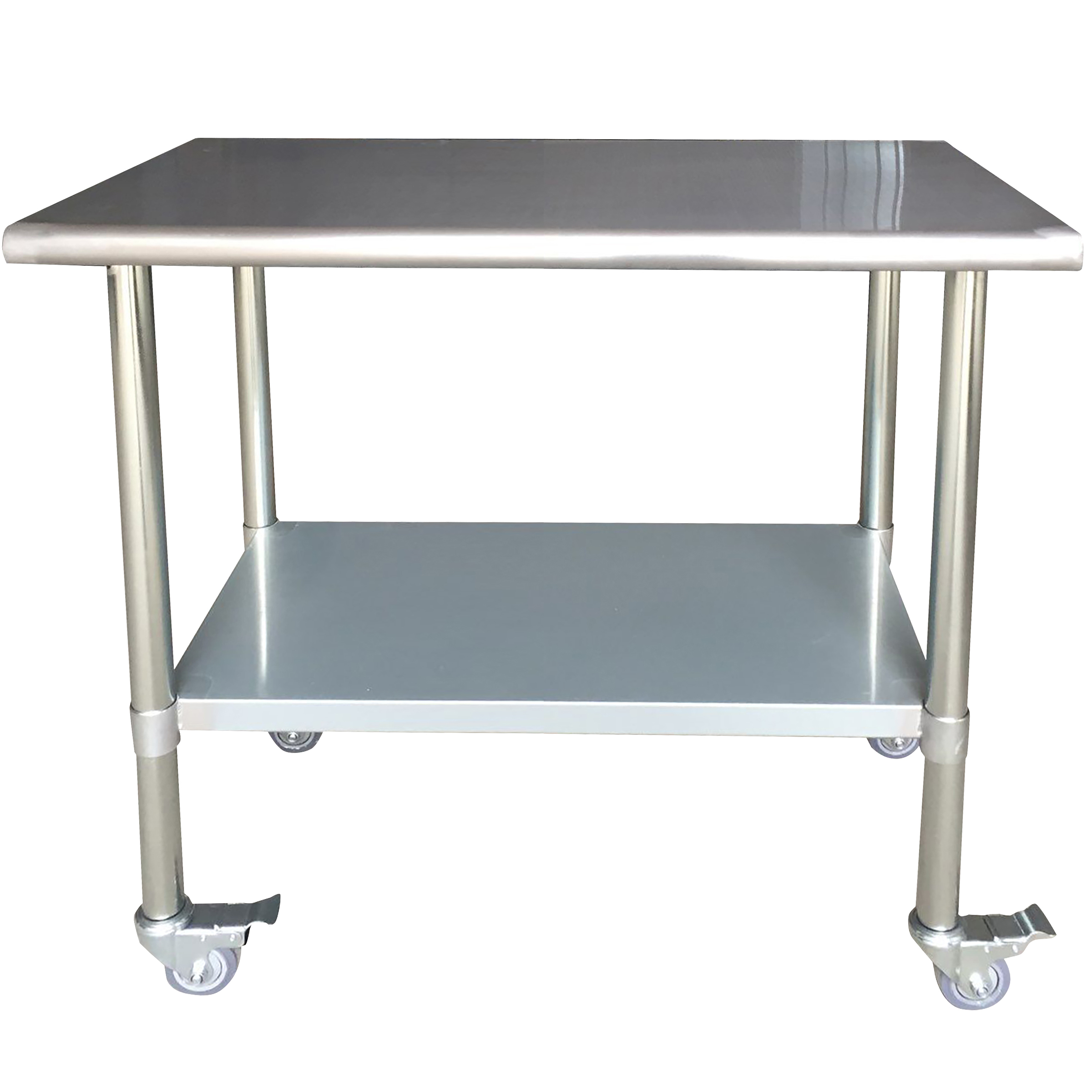 Stainless Steel Work Table with Casters 24 x 48 Inches