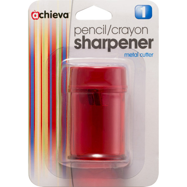 Pencil/Crayon Sharpener, Twin, Red, 1 3/8w x 1 3/8d x 2 1/8h, 8/Pk