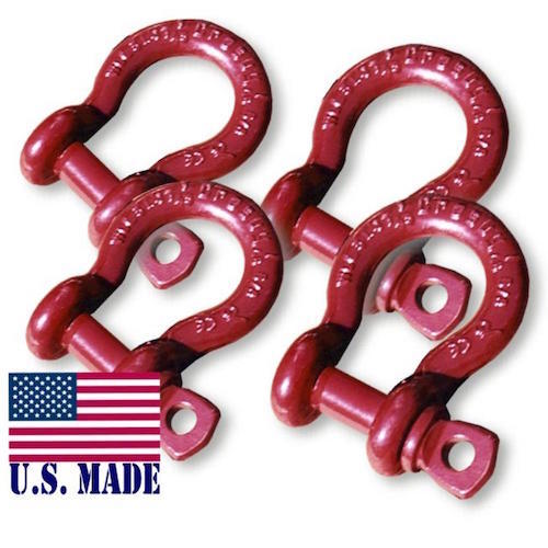 1/2 inch ATV Crosby-McKissick D-Shackles - North American Made (Set of 4) (ATV RECOVERY)