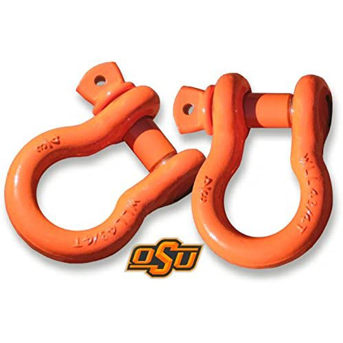 Powdercoated "OSU ORANGE" - 3/4 inch Jeep D-Shackles (PAIR) (4X4 VEHICLE RECOVERY)