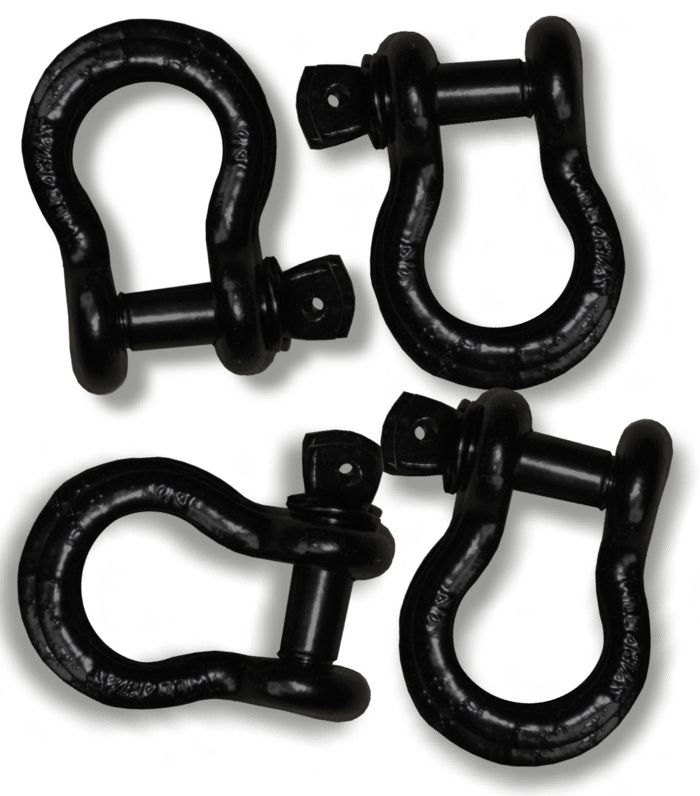 7/8 inch X-Large D-Shackles - BLACK POWDERCOATED (set of 4) (4X4 RECOVERY)