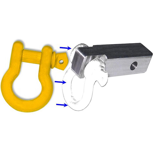 2 inch (Aluminum) Receiver Bracket w/ OLD MAN EMU YELLOW Powdercoated D-Shackle (OFF-ROAD RECOVERY)