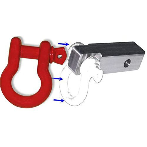 2 inch (Steel) Receiver Bracket w/ PATRIOT RED Powdercoated D-Shackle & Locking Hitch Pin (OFF-ROAD RECOVERY)